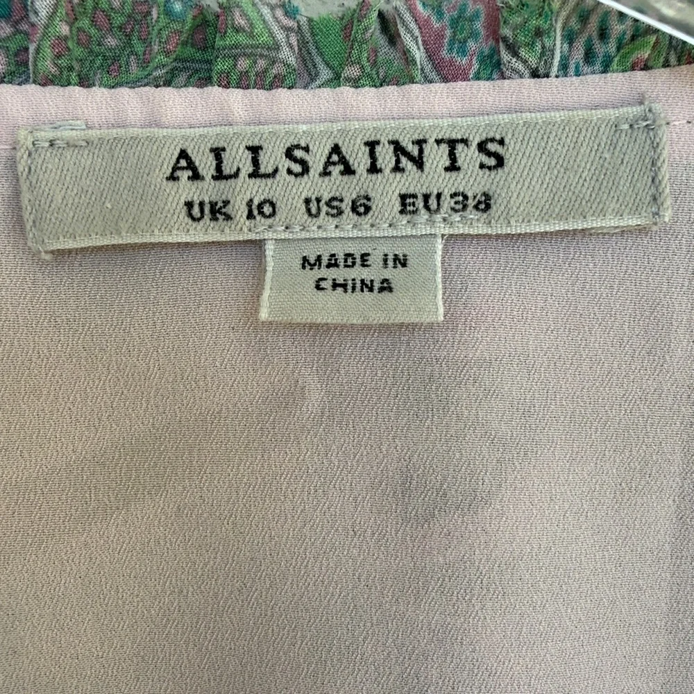 AllSaints Zini Shahmina Paisley Print Wrap Mini Dress Size 6